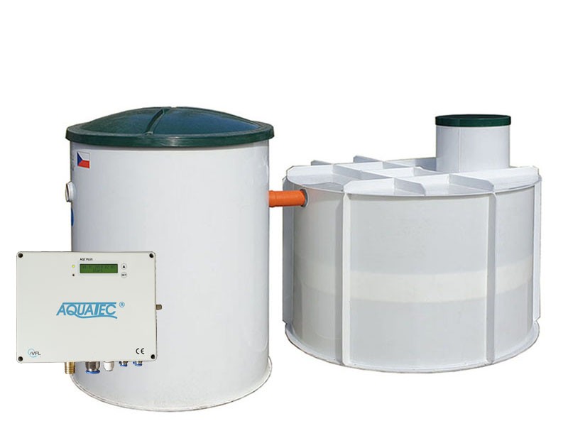 Aquatec AT6 PLUS-GSM a PPA jímka 5 m³ - sestava prémiové čistírny odpadních vod a jímky